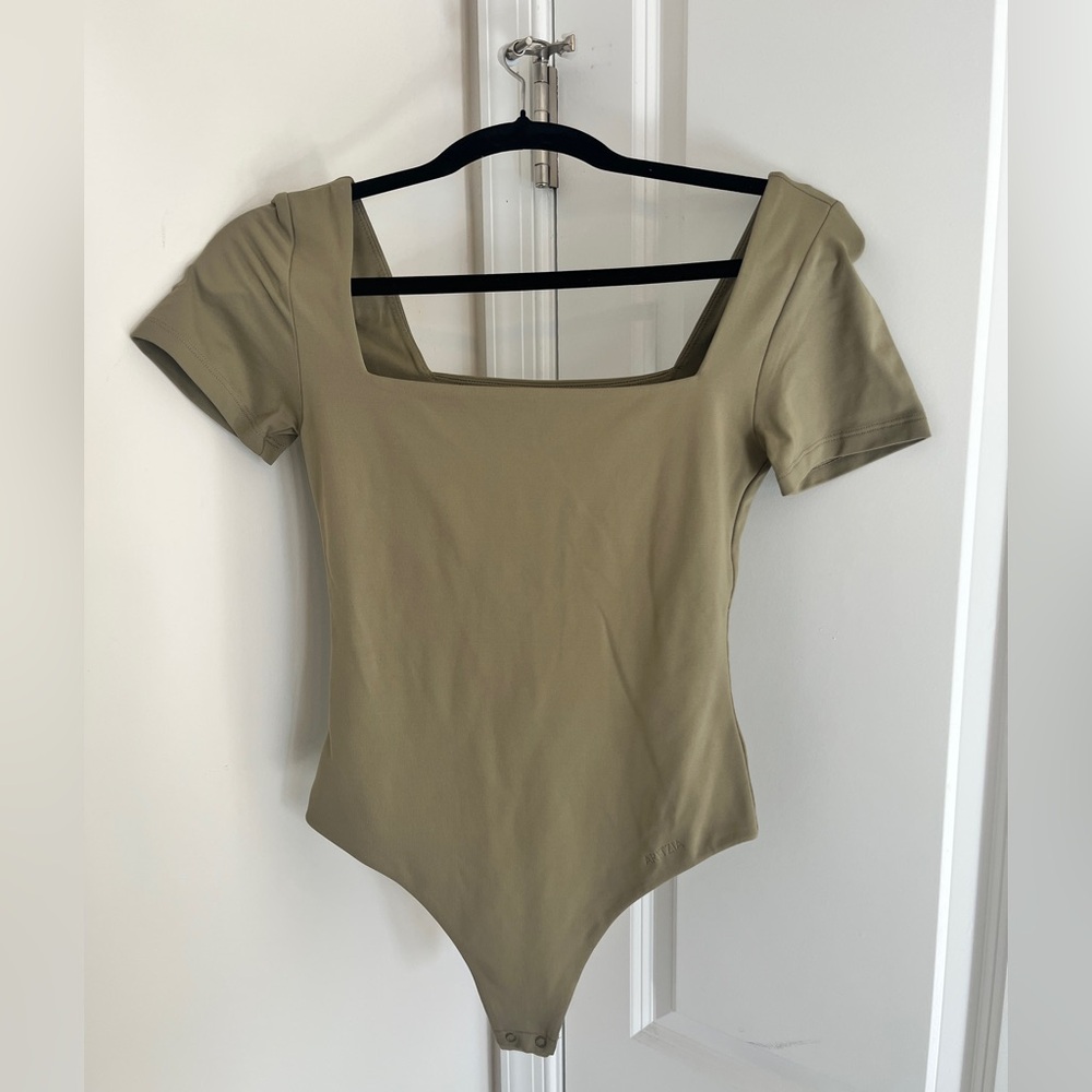 Aritzia Khaki Square Neck Bodysuit